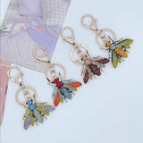 Alloy Rhinestones Bee Keychain Insect Key Ring Bag Accessories