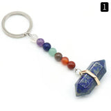 7 Chakra Quartz Round Beads Double-pointed Crystal Keychain