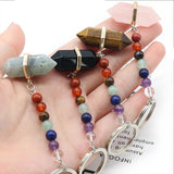 7 Chakra Quartz Round Beads Double-pointed Crystal Keychain