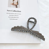 Vintage Women Wings Pearl Grab Clip Large Crab Ponytail Braid Claw Clip