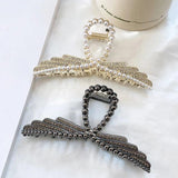 Vintage Women Wings Pearl Grab Clip Large Crab Ponytail Braid Claw Clip