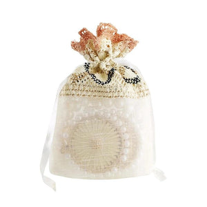5pcs 10x14cm Beige Lace Slub Yarn Drawstring Jewelry Bag Wedding Favor