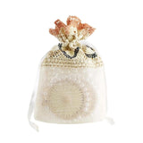 5pcs 10x14cm Beige Lace Slub Yarn Drawstring Jewelry Bag Wedding Favor