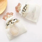 5pcs 10x14cm Beige Lace Slub Yarn Drawstring Jewelry Bag Wedding Favor