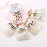 5pcs 10x14cm Beige Lace Slub Yarn Drawstring Jewelry Bag Wedding Favor
