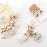 5pcs 10x14cm Beige Lace Slub Yarn Drawstring Jewelry Bag Wedding Favor