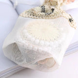 5pcs 10x14cm Beige Lace Slub Yarn Drawstring Jewelry Bag Wedding Favor