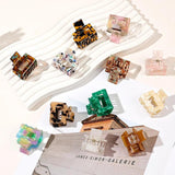 Square Hair Claws Tortoiseshell Marble Print Acetic Acid Crab Clip Barrette