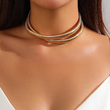 Punk Metal Chain Collar Necklace with Cross Choker for Women