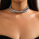 Punk Metal Chain Collar Necklace with Cross Choker for Women