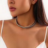 Punk Metal Chain Collar Necklace with Cross Choker for Women