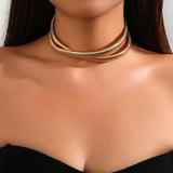 Punk Metal Chain Collar Necklace with Cross Choker for Women