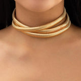 Chunky Heavy Metal Torques Choker Necklace Spiral Chain Grunge Jewelry