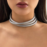 Chunky Heavy Metal Torques Choker Necklace Spiral Chain Grunge Jewelry