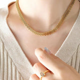 French Hip Hop Retro Stainless Steel Necklace Woman 18K Plating