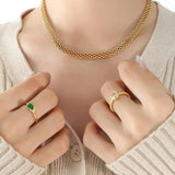 French Hip Hop Retro Stainless Steel Necklace Woman 18K Plating