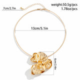 Vintage Silver Petal Pendant Collar Necklace for Women Choker Neck