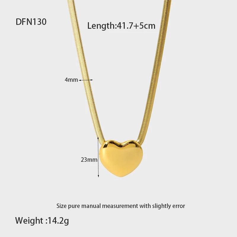 Heart Love Pendant Necklace for Women Waterproof Jewelry Gift