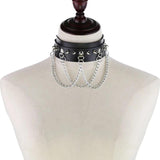 Gothic PU Leather Choker Halloween Necklace - Punk Rock Chain Necklace