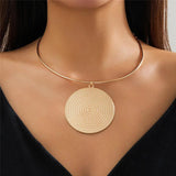 Unique Circle Pendant Choker Necklace Exaggerated Grunge Jewelry