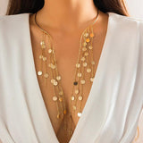 Vintage Pearl CCB Tassel Choker Multilayer Necklace