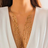 Vintage Pearl CCB Tassel Choker Multilayer Necklace