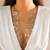 Vintage Pearl CCB Tassel Choker Multilayer Necklace