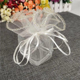 10/50/100pcs Tulle Organza Drawstring Pouch Wedding Bags 5Z