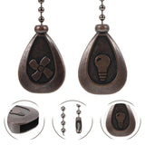 2 Pcs Fan Light Hanging Chain Pull Extension Pendant Zipper Charm