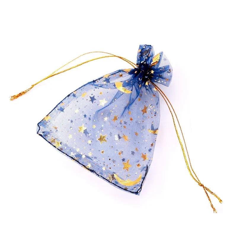 100pcs Moon Star Organza Bags 7x9 9x12cm Christmas Gift Bag