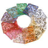 Rose Organza Jewelry Bag Flower Printing Drawstring Pouches