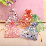 Rose Organza Jewelry Bag Flower Printing Drawstring Pouches
