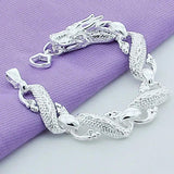 925 Sterling Silver Chinese Dragon Chain Bracelet Men Jewelry