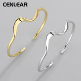 925 Sterling Silver Wave Bracelet 18K Plated Open Bracelet