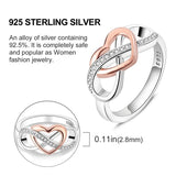 925 Silver Infinite Heart Buckle Double Pattern Ring Women's Jewelry