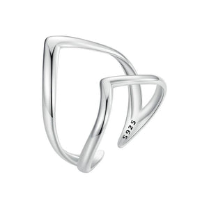 925 Silver Punk Style V-shaped Ring for Women