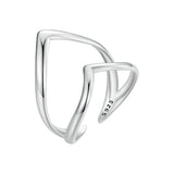 925 Silver Punk Style V-shaped Ring for Women