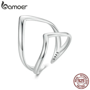 925 Silver Punk Style V-shaped Ring for Women