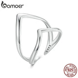 925 Silver Punk Style V-shaped Ring for Women