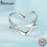 925 Silver Punk Style V-shaped Ring for Women