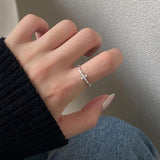 925 Silver Zircon Cross Adjustable Ring Religious Jewelry for Women