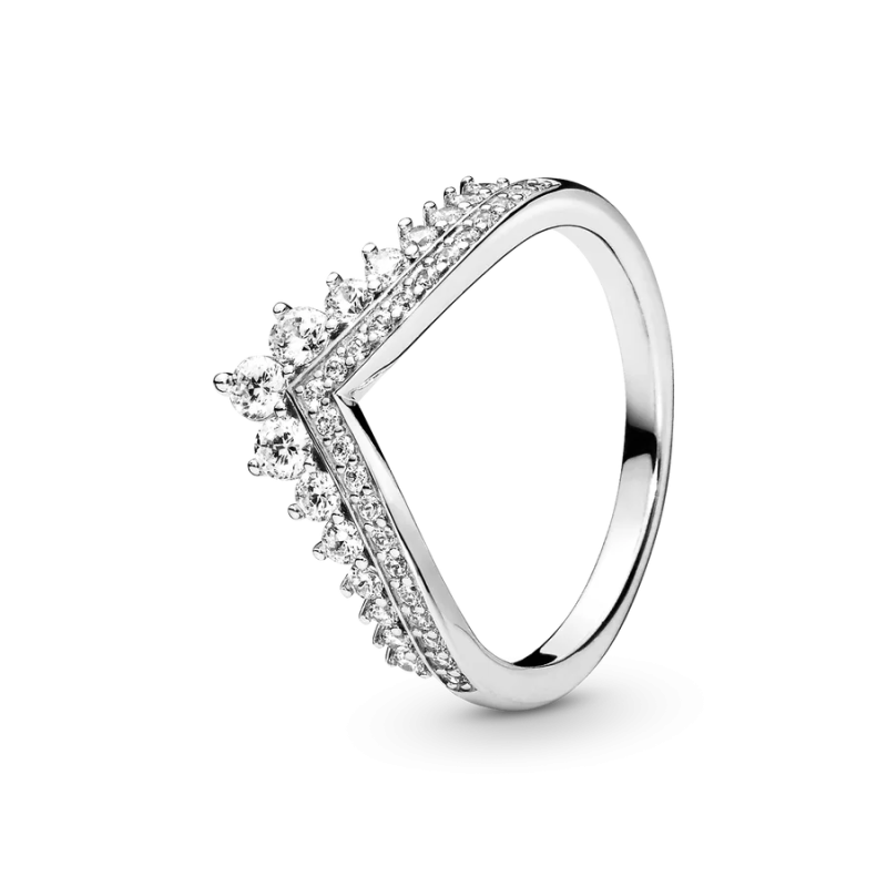 925 Silver Sparkling Row Eternity Princess Wishbone Knot Zircon Rings