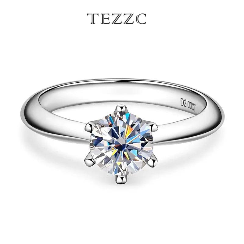 Tezzc 1-5CT VVS1 Moissanite Ring S925 Silver