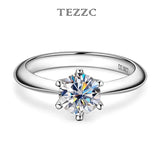 Tezzc 1-5CT VVS1 Moissanite Ring S925 Silver