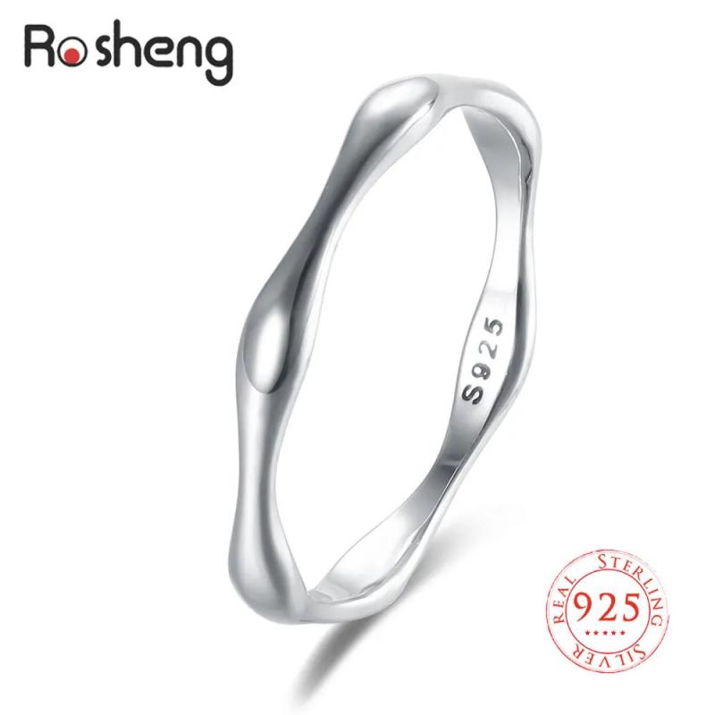 925 Silver Wave Ring Retro Finger Rings Fine Jewelry Women Men