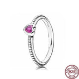 925 Silver Zircon Love Heart Women's Ring DIY Charm Jewelry