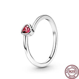 925 Silver Zircon Love Heart Women's Ring DIY Charm Jewelry