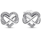 925 Silver Infinity Heart Necklace Earring Set with Crystal
