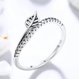 925 Silver Leaf Rings with Cubic Zircon for Women