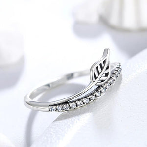 925 Silver Leaf Rings with Cubic Zircon for Women